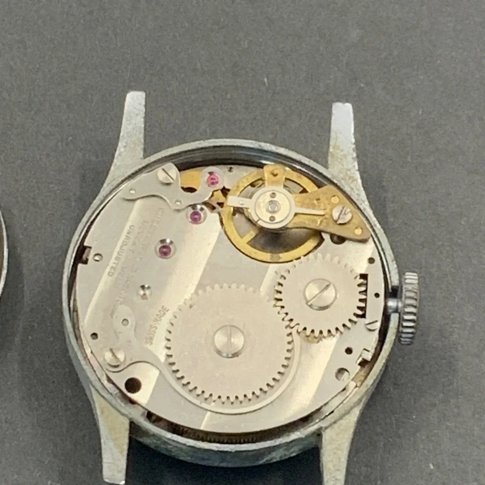 Vintage Cal-O-Date Swiss 7 Jewels Manual Wind Watch Head for Parts or Repair